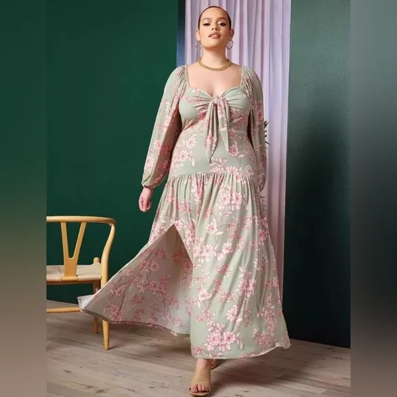 chinese dress ladies Gardenia Halter Maxi Gown In Green – Elliatt main image 1